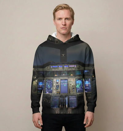 Airbus A380 Cockpit Printed aviation design printed on soft cotton 3D-print T-shirt.