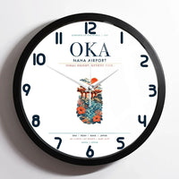 Thumbnail for Naha Airport (OKA) design on white framed wall clock