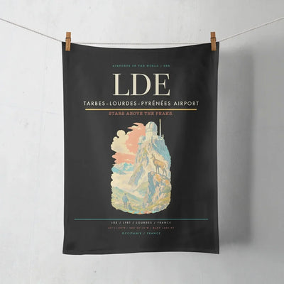 Tarbes–Lourdes–Pyrénées Airport (LDE) design on black towel