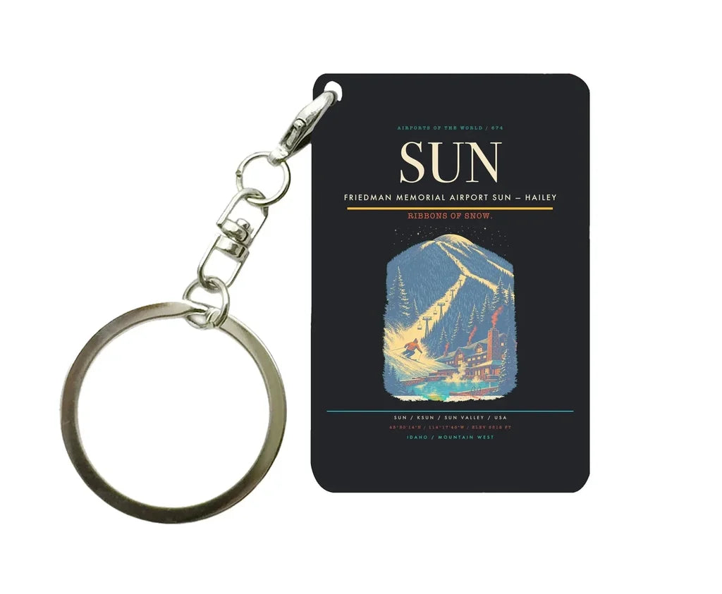 Friedman Memorial Airport (SUN) design on black key chain