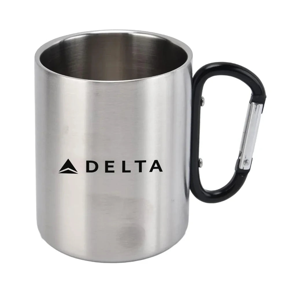 Delta Airlines (Delta Air Lines) aviation design on outdoor mug, durable insulated construction.