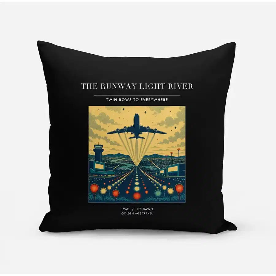 VINTAGE G4303 - The Runway Light River - Designed Pillows design on black