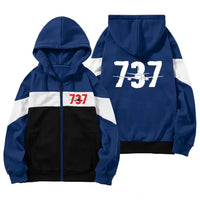 Thumbnail for Boeing 737 aviation design on colourful cotton blend colourful zipped hoodie.