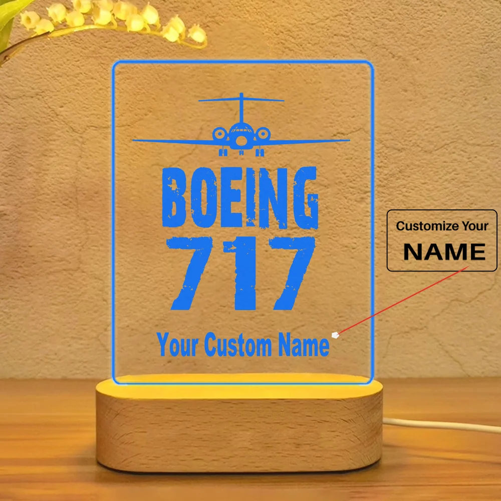 Boeing 717 & Plane aviation themed night lamp, premium acrylic with LED.