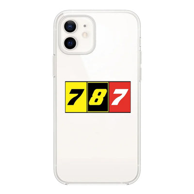 Flat Colourful 787 Transparent Silicone aviation design on transparent iPhone case for iPhone.