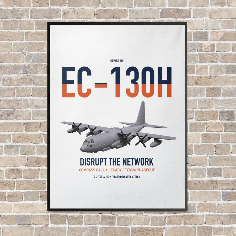 EC-130H Compass Call vertical canvas print - framed - white background