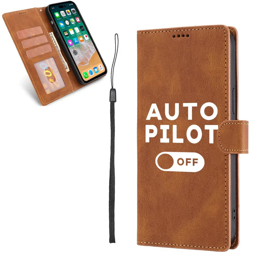 Auto Pilot Off Leather Samsung A aviation print leather Samsung Galaxy A-series case, fits Samsung Galaxy A-series.