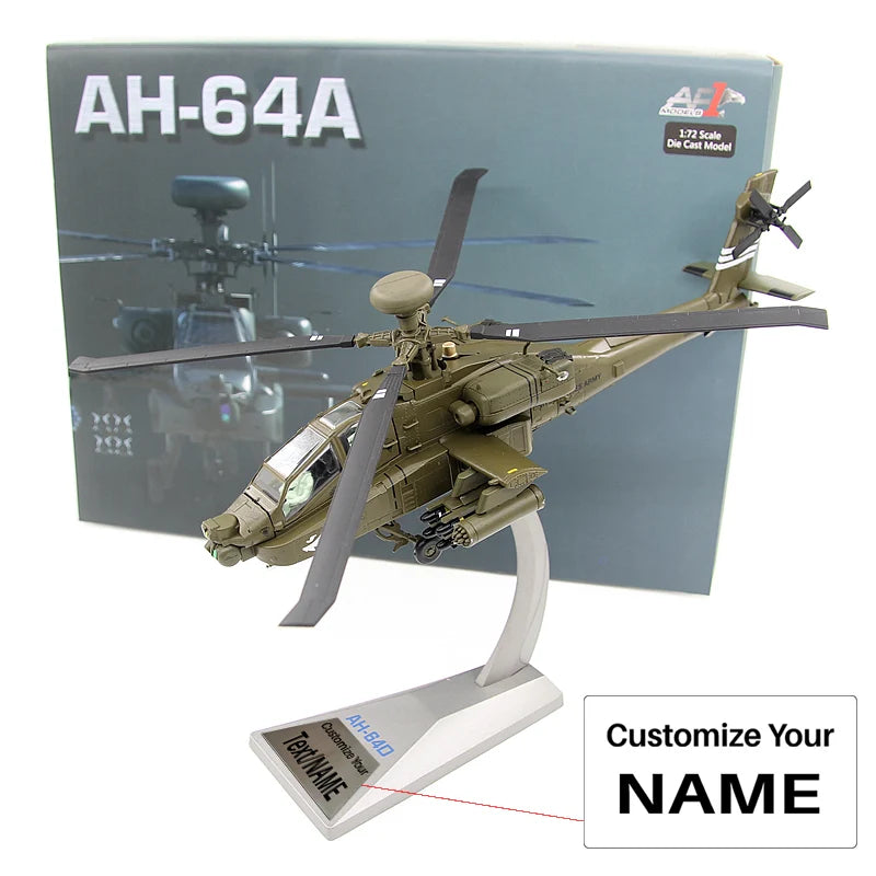 1/72 Trumpeter US Army AH-64A Apache Helicopter Alloy aviation themed helicopter model in die-cast metal.