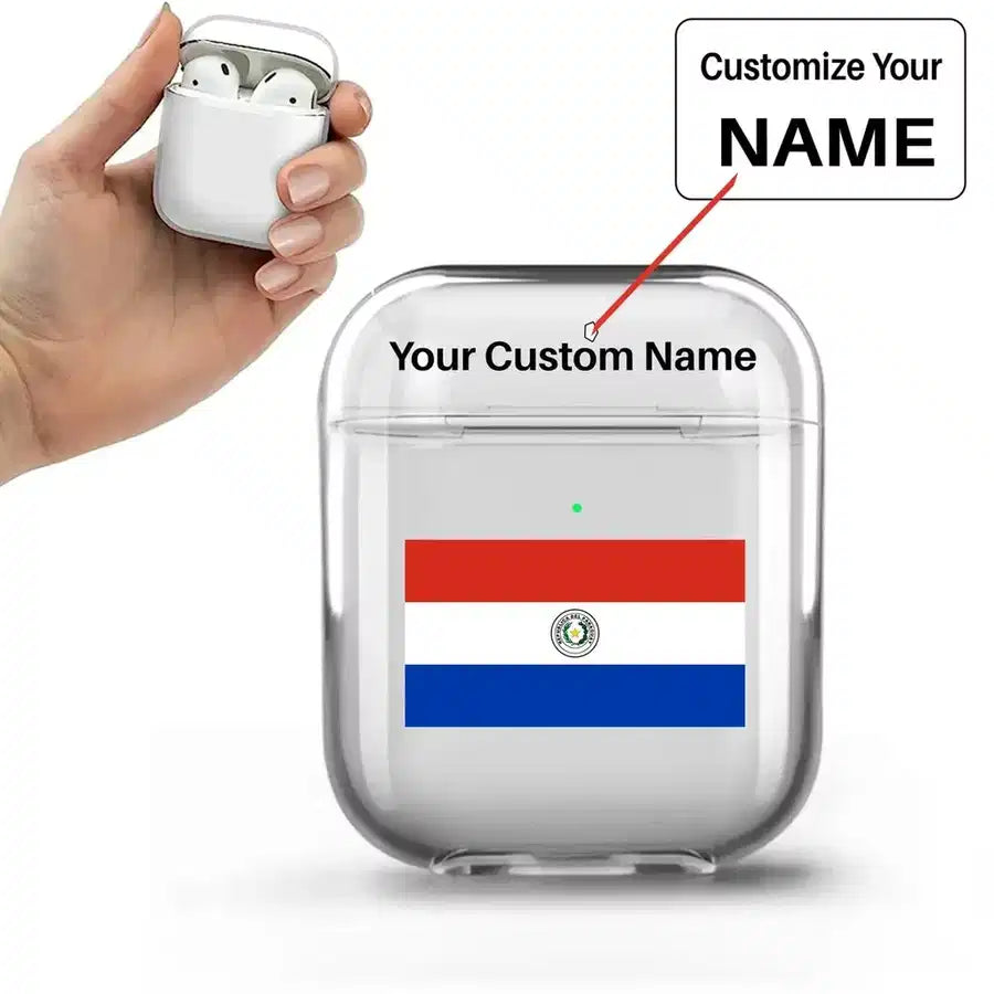 Paraguay Flag AirPods transparent case - Normal + Name