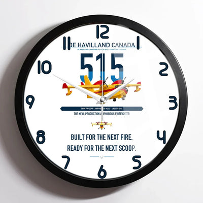 De Havilland Canadair 515 design on white framed wall clock