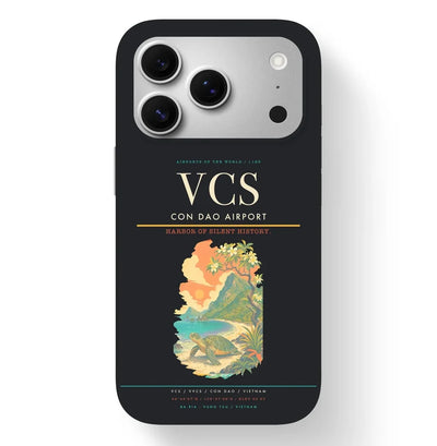 Con Dao Airport (VCS) design on black iPhone 17 Pro MagSafe case