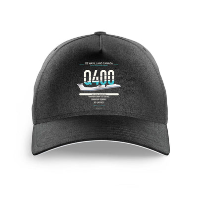 De Havilland Dash 8-400 design on black printed hat