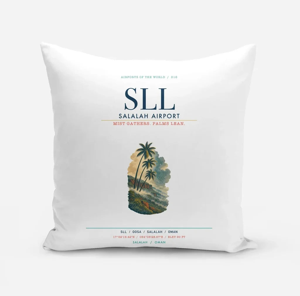 Salalah Airport (SLL) design on white pillow