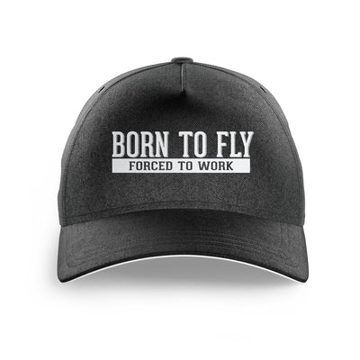 Born To Fly Forced To Work aviation embroidery on durable cotton printed cap.