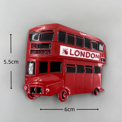 London Double Decker Bus 3D Metal Fridge aviation design 3D metal magnet sticker in 3D metal with magnetic back.