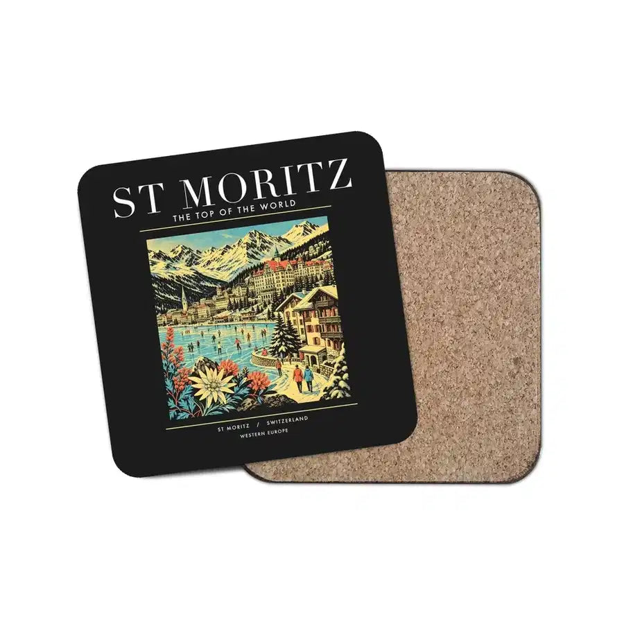 ST MORITZ - Poster - Coaster - Black