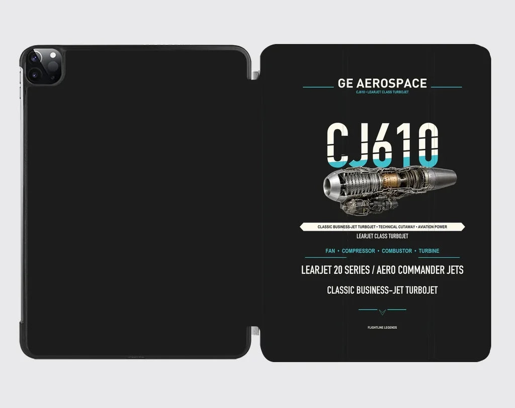 CJ610 design on black ipad tablet case