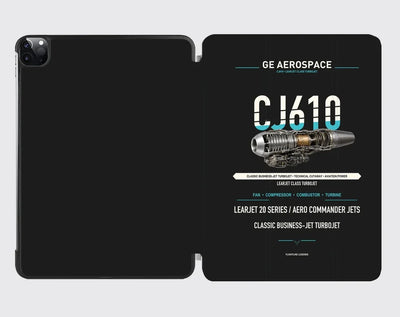 CJ610 design on black ipad tablet case