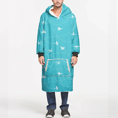Travel The World By Plane aviation design on soft fleece blanket hoodie.