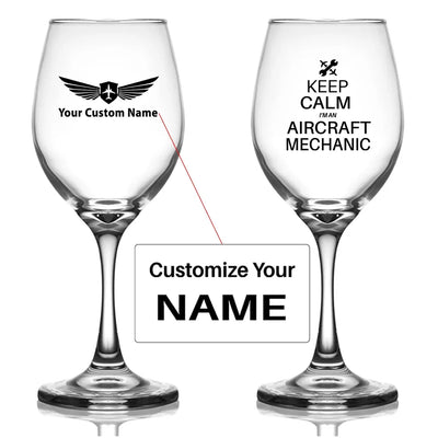 Customisable Aircraft Mechanic Wine Glass