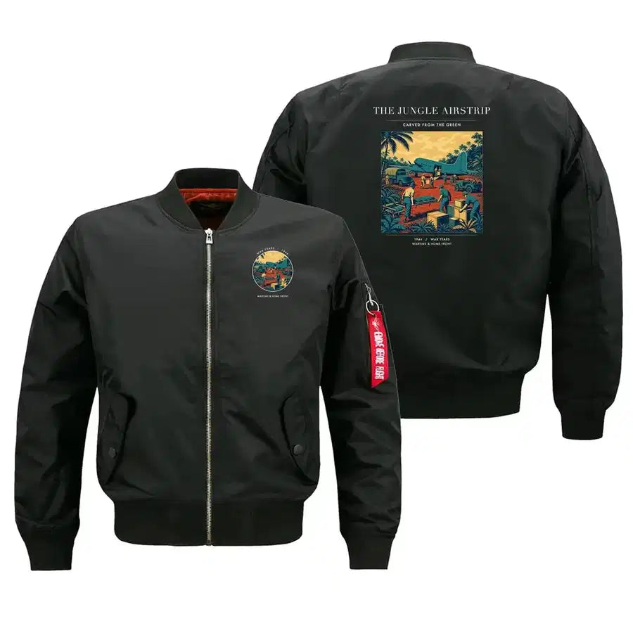 VINTAGE G4524 - The Jungle Airstrip - Bomber Jacket design on black