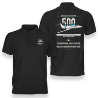 Thumbnail for Cessna Citation 500 - Citation I design on black double-side polo t-shirt, double-side print
