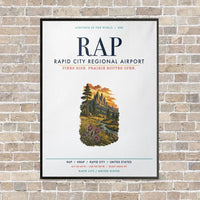 Thumbnail for Rapid City Regional Airport RAP vertical canvas print - framed - white background