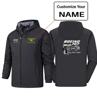 Boeing 757 & Rolls Royce Engine (RB211) Rain Jackets & Windbreakers aviation design printed on waterproof shell with sealed s.