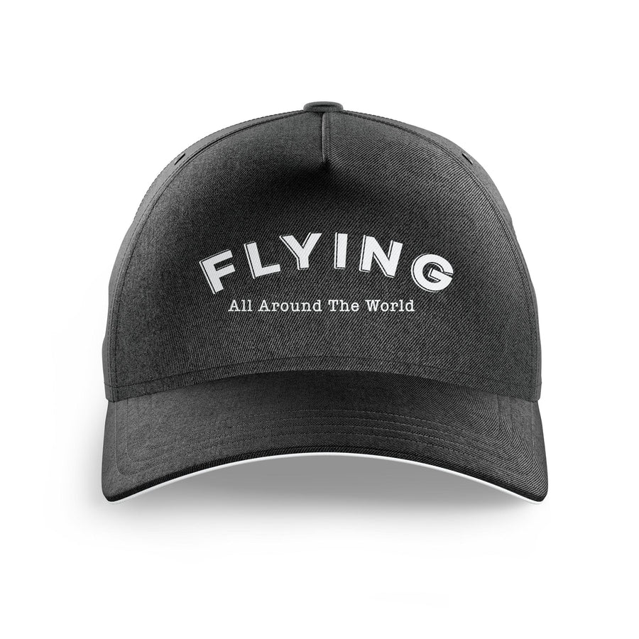 Flying All Around The World printed hat - black