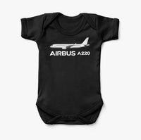 Thumbnail for The Airbus A220 aviation print on kids gentle cotton bodysuit.