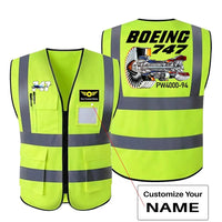 Thumbnail for Boeing 747 & PW4000-94 Engine aviation design printed on high-visibility reflective fabric reflective vest.