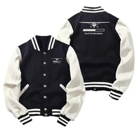 Thumbnail for Pilot In Progress (Cessna) Baseball Style aviation design printed on two-tone shell with ribbed cuffs baseball jacket.