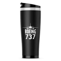 Thumbnail for Boeing 737 & Plane aviation design on travel mug no-holder, insulated double-wall.