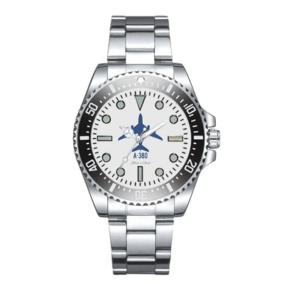 Airbus A380 Luxury Aviators aviation-themed aviator watch, polished premium stainless steel.