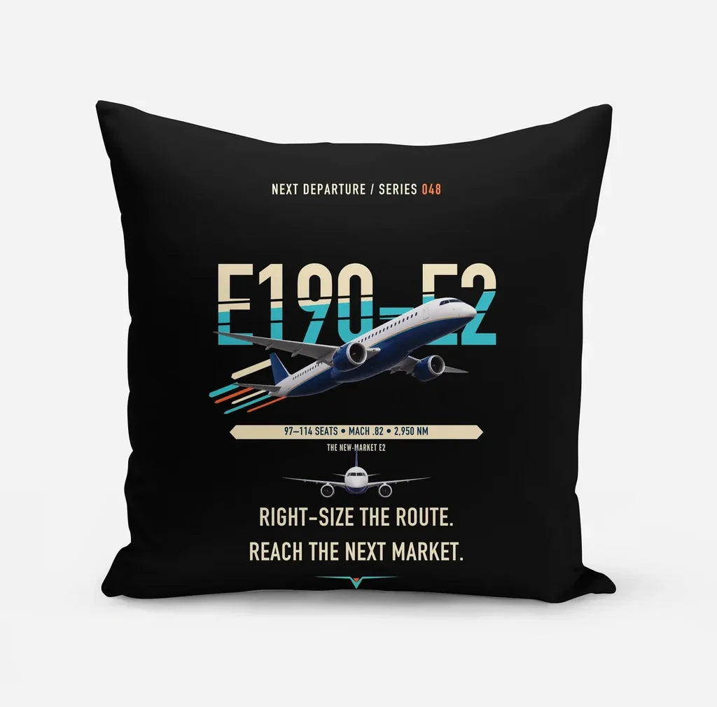 Embraer E190-E2 design on black pillow