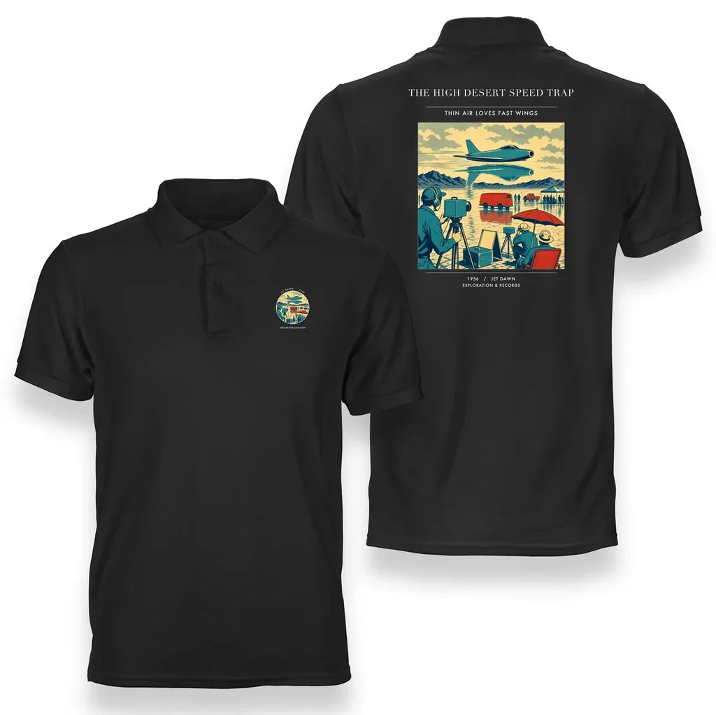 VINTAGE G4295 - The High Desert Speed Trap - Double-Side Polo T-Shirt design on black