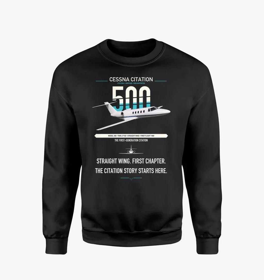 Cessna Citation 500 - Citation I design on black sweatshirt