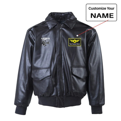 Airbus A350 & Trent Wxb Engine Leather Bomber Jackets (NO Fur) aviation design printed on genuine leather with quilted lining.