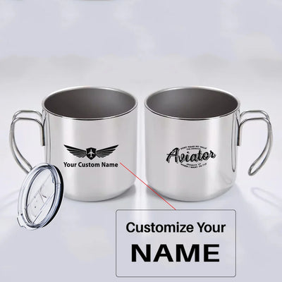 Aviator - Dont Make Me Walk aviation design on portable mug, vacuum-insulated double-wall.