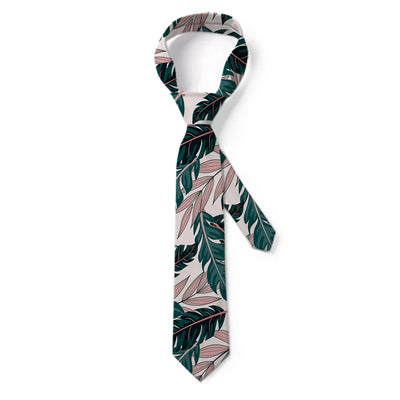 Seamless Palm Leafs aviation design on premium silk blend tie.