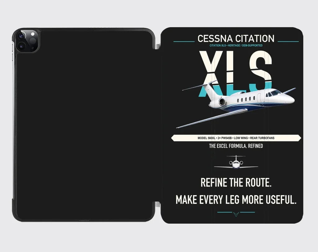 Cessna Citation XLS design on black ipad tablet case