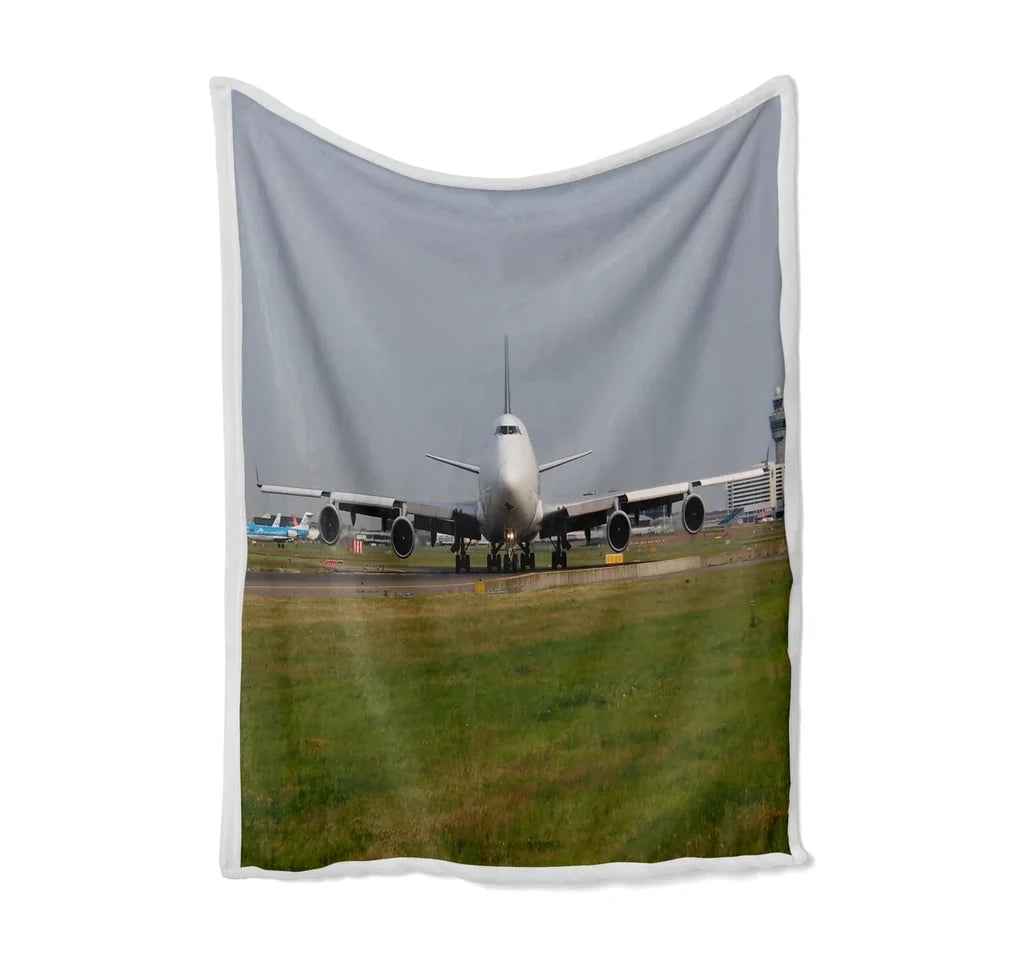 Face to Face with Boeing 747 Bed Blankets & aviation print on soft fleece blanket.