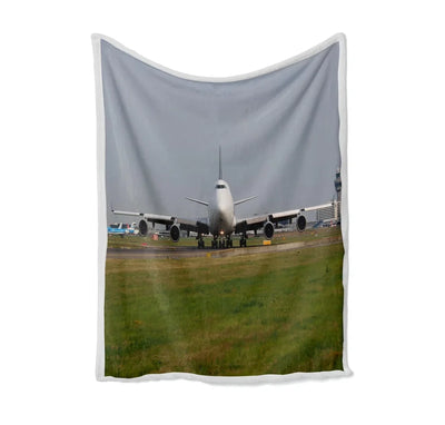 Face to Face with Boeing 747 Bed Blankets & aviation print on soft fleece blanket.