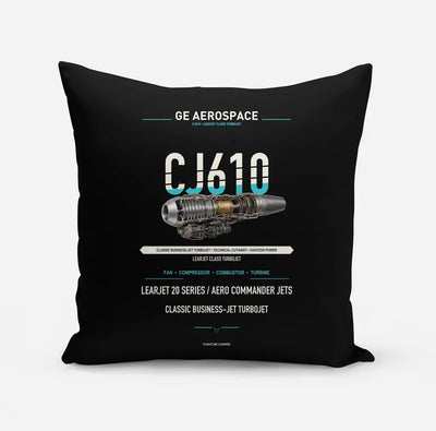 CJ610 design on black pillow