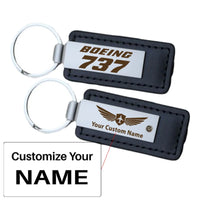 Thumbnail for Boeing 737 & Text aviation PU leather key chain in PU faux leather.