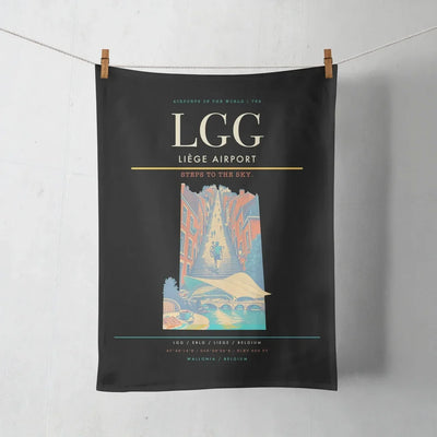 Liège Airport (LGG) design on black towel