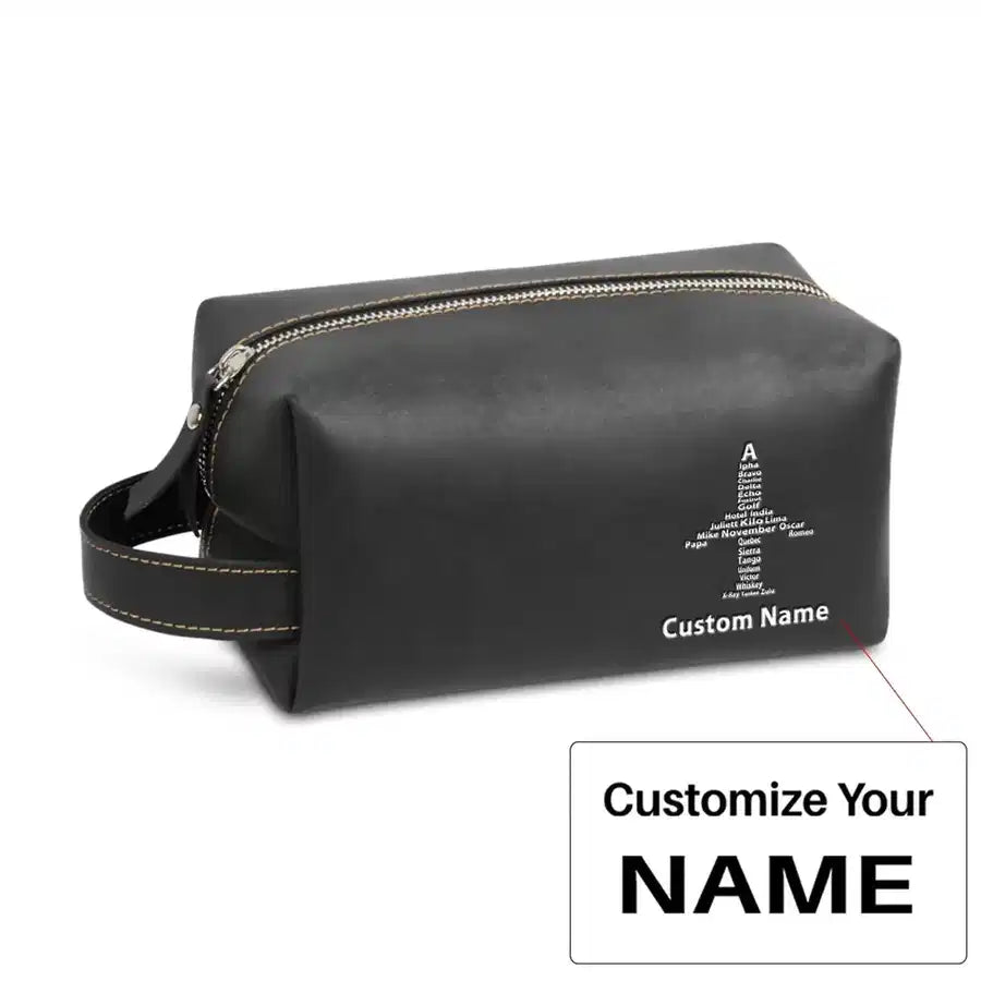 Airplane Shape Aviation Alphabet Leather Clutch aviation print leather clutch toiletry bag, leather.