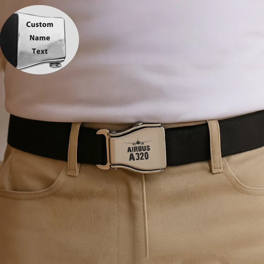 Airbus A320 & Plane aviation seat-belt buckle accessory, real seat-belt webbing.