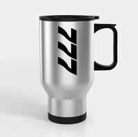 Thumbnail for Boeing 777 Text Side Travel Mugs (With Holder) aviation design on travel mug with holder, insulated double-wall with car-cup.