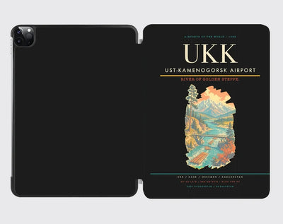 Ust-Kamenogorsk Airport (UKK) design on black ipad tablet case